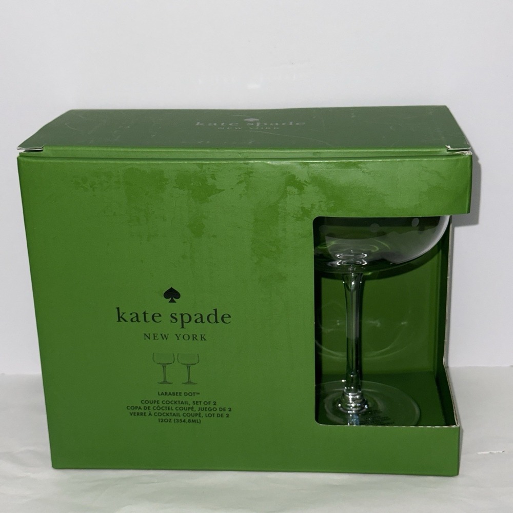 Kate Spade New York Coupe Cocktail Glass Set of 2 Lenox Larabee Dot